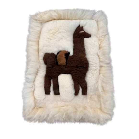 Other - Alpaca Wool Handmade Wall Hanging 22"x16" Brown & White Accent